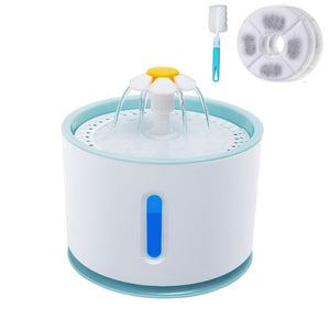 Automatic Pet Cat Water Fountain LED Light 2.4L USB Dog Drinker Feeder Drinking Bowl Dispenser With 3 Carbon Filters and 1 Brush