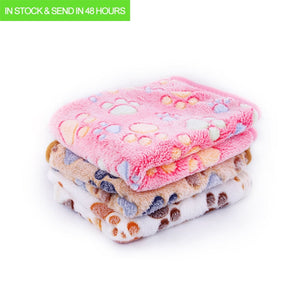 3 Colors  40x60cm 75x50cm  Cute Floral Pet Sleep Warm Paw Print towel Dog Cat Puppy Fleece Soft Dog Blanket Pet Dog Beds Mat