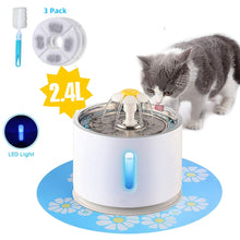 Load image into Gallery viewer, Pet Cat Fountain 2.4L Drinking Window LED Automatic Dog Cat Water Drinking Bowl USB Pet Drinking Dispenser With 3 Carton filters
