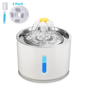 Pet Cat Fountain 2.4L Drinking Window LED Automatic Dog Cat Water Drinking Bowl USB Pet Drinking Dispenser With 3 Carton filters