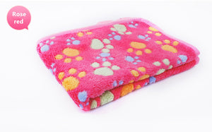 3 Colors  40x60cm 75x50cm  Cute Floral Pet Sleep Warm Paw Print towel Dog Cat Puppy Fleece Soft Dog Blanket Pet Dog Beds Mat
